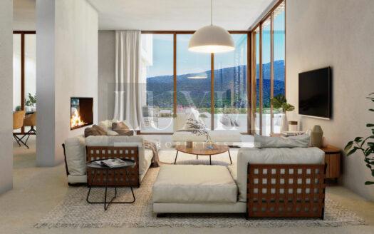 Villa de lujo estilo ibicenco con piscina infinita y vistas panorámicas en Jávea
