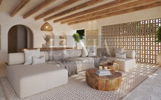 Villa en venta en Jávea El Montgó con vistas panorámicas y estilo ibicenco mediterráneo.