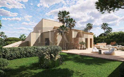 Villa en venta en Jávea El Montgó con vistas panorámicas y estilo ibicenco mediterráneo.