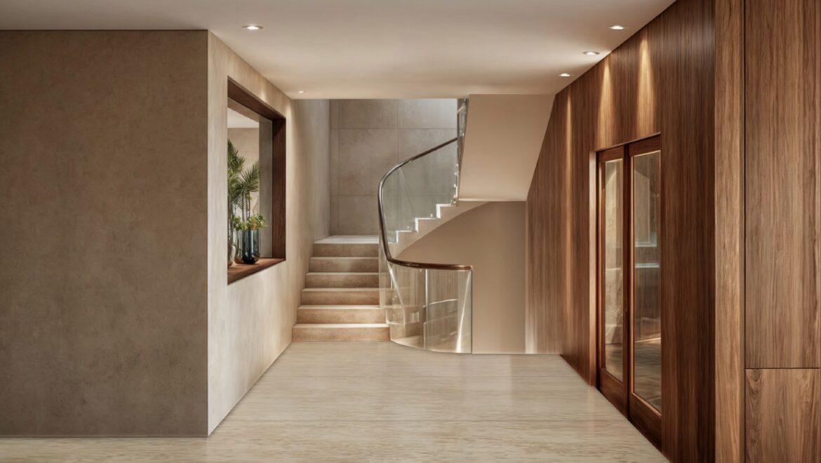 Entrada moderna con escalera elegante